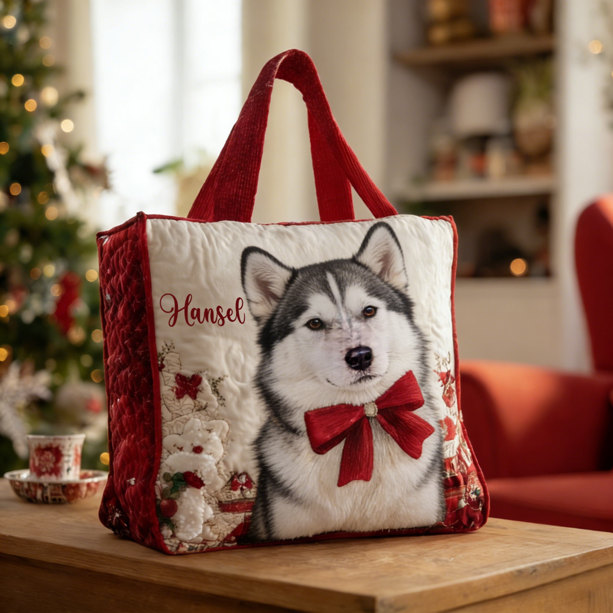 Personalized Crafted Siberian Husky Quilted Tote Bag | VETote63